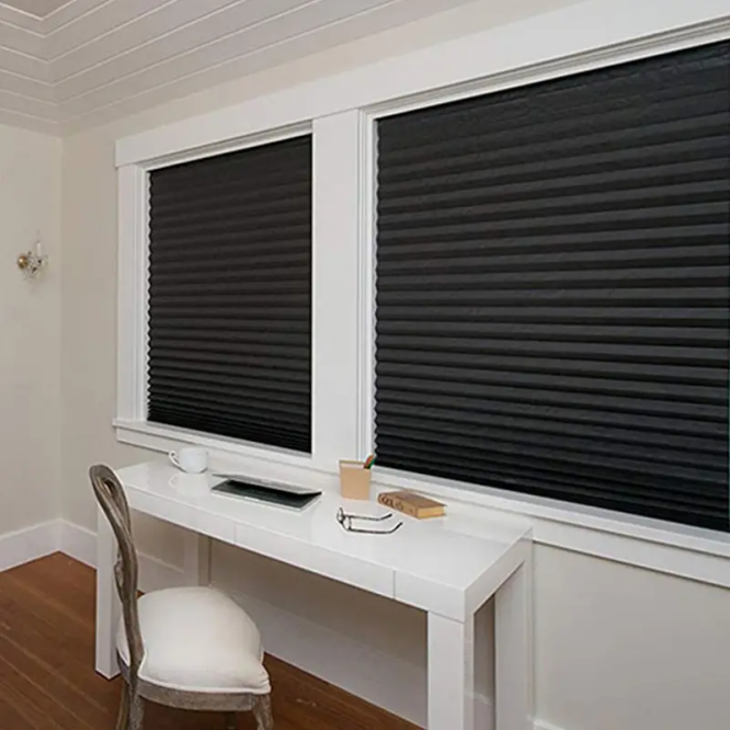 Easy-Install Cordless Pleated Shade Curtain - No Drill, Clip-On Design for Windows & Doors, for Home, Nursery,