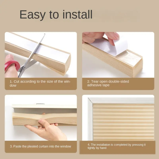 Simple Non-woven Fabric Window Blind, Folding Half/ Full Shading Non-woven Fabric Blackout Window Curtain - Image 3