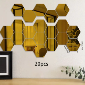 A Set of 20 Hexagonal Acrylic Mirror Wall Stickers to Enhance The Texture of The Space! DIY Three-Dimensional