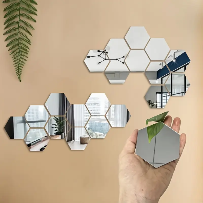 A Set of 20 Hexagonal Acrylic Mirror Wall Stickers to Enhance The Texture of The Space! DIY Three-Dimensional - Image 3