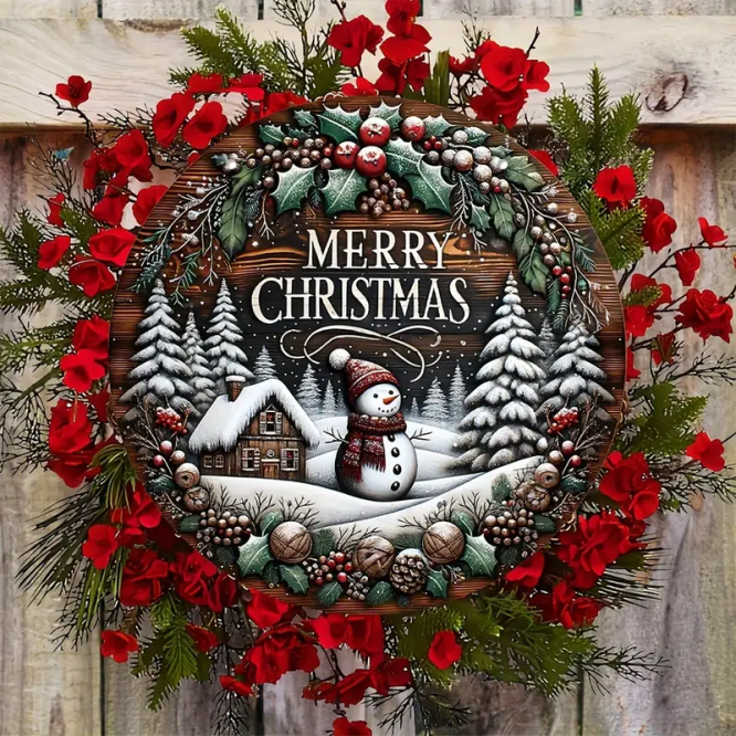 Christmas Snowman Wooden Hanging Ornament - No Feather, Electricity-Free, Contemporary Manufactured