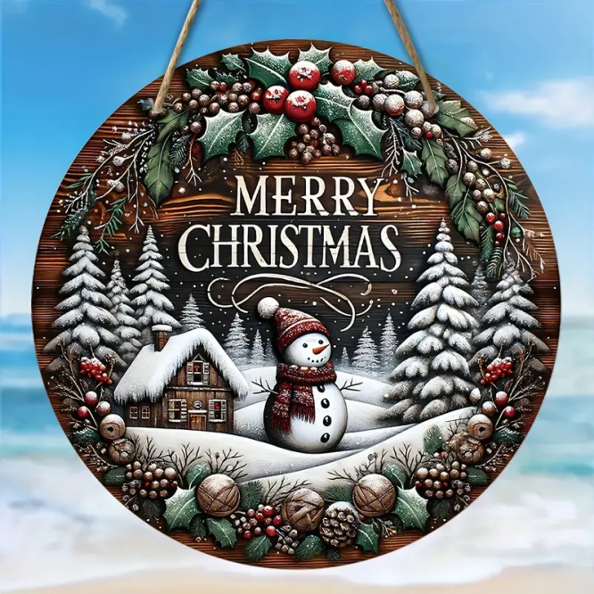 Christmas Snowman Wooden Hanging Ornament - No Feather, Electricity-Free, Contemporary Manufactured - Image 3